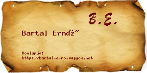 Bartal Ernő névjegykártya